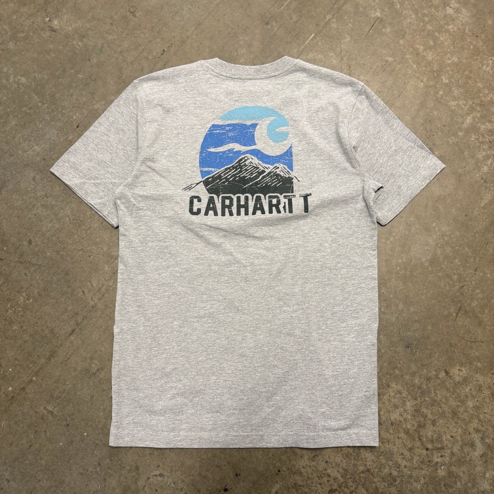 Carhartt Mens Mountain Graphic Relaxed Fit T-Shirt Heather Gray Size Small